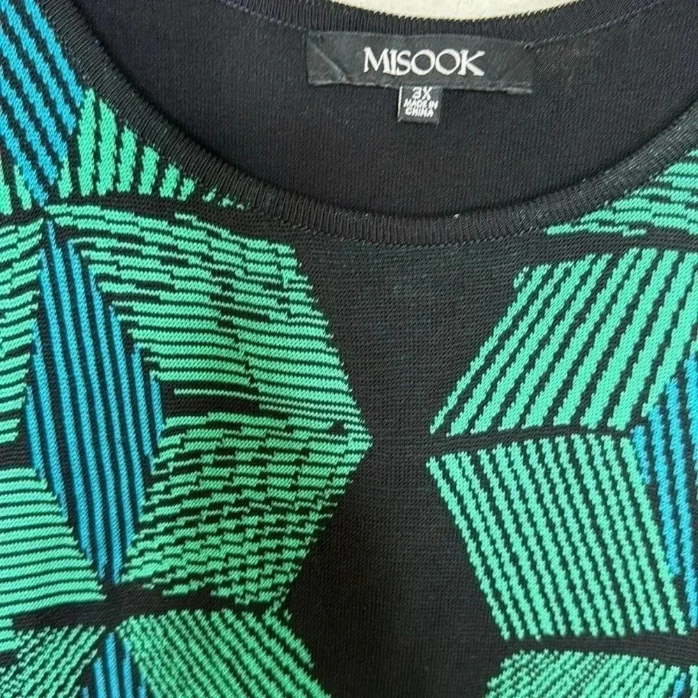 Misook abstract artsy plus size 3X sleeveless blue/green top - Picture 2 of 5